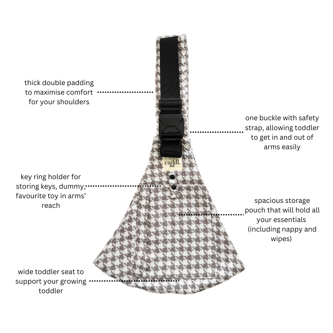 Grey Houndstooth Toddler Carrier