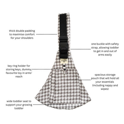 Grey Houndstooth Toddler Carrier